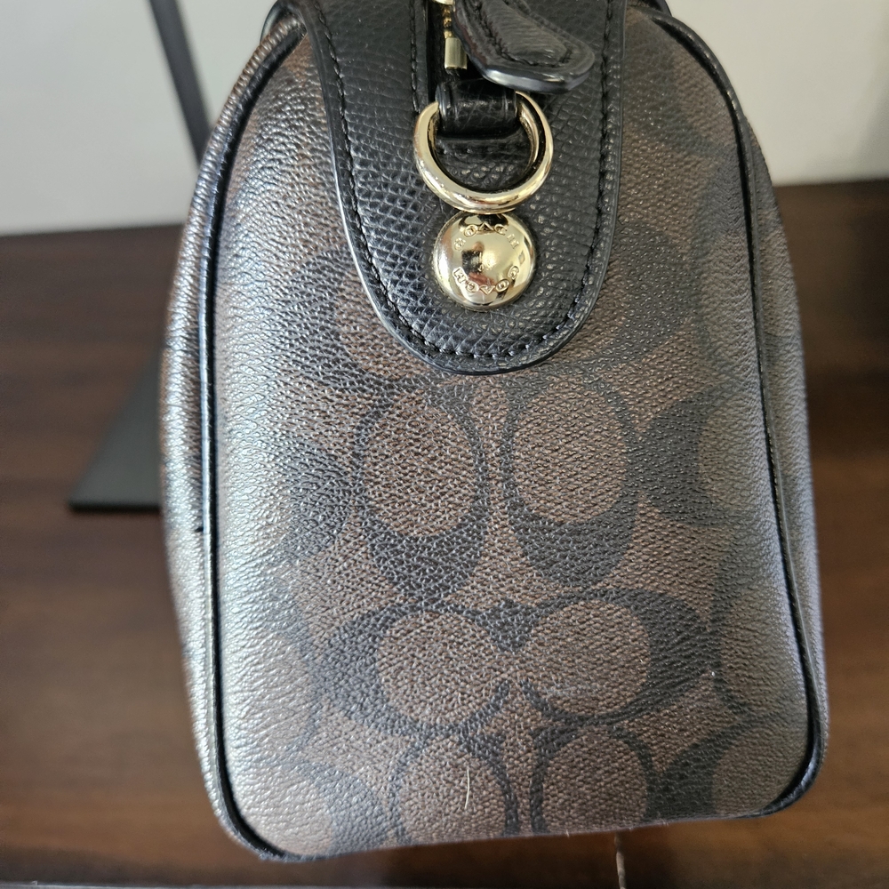 Coach Brown and Black Signature Satchel - Picture 4 of 9